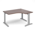 TR10 deluxe right hand ergonomic desk 1400mm - silver frame and walnut top