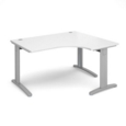 TR10 deluxe right hand ergonomic desk 1400mm - silver frame and white top