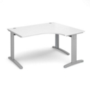 TR10 deluxe right hand ergonomic desk 1400mm - silver frame and white top