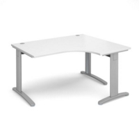 TR10 deluxe right hand ergonomic desk 1400mm - silver frame and white top