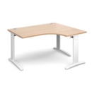 TR10 deluxe right hand ergonomic desk 1400mm - white frame and beech top