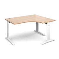 TR10 deluxe right hand ergonomic desk 1400mm - white frame and beech top