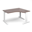 TR10 deluxe right hand ergonomic desk 1400mm - white frame and walnut top