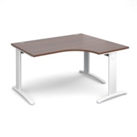 TR10 deluxe right hand ergonomic desk 1400mm - white frame and walnut top