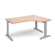 TR10 deluxe right hand ergonomic desk 1600mm - silver frame and beech top
