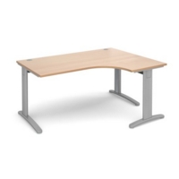 TR10 deluxe right hand ergonomic desk 1600mm - silver frame and beech top