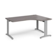 TR10 deluxe right hand ergonomic desk 1600mm - silver frame and grey oak top