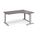 TR10 deluxe right hand ergonomic desk 1600mm - silver frame and grey oak top