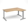 TR10 deluxe right hand ergonomic desk 1600mm - silver frame and oak top