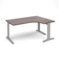 TR10 deluxe right hand ergonomic desk 1600mm - silver frame and walnut top
