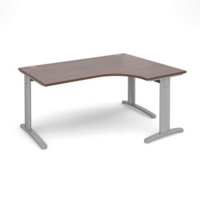 TR10 deluxe right hand ergonomic desk 1600mm - silver frame and walnut top