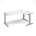TR10 deluxe right hand ergonomic desk 1600mm - silver frame and white top
