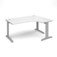 TR10 deluxe right hand ergonomic desk 1600mm - silver frame and white top