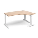 TR10 deluxe right hand ergonomic desk 1600mm - white frame and beech top