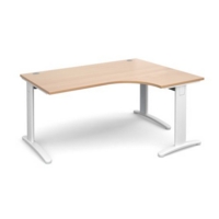 TR10 deluxe right hand ergonomic desk 1600mm - white frame and beech top