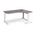 TR10 deluxe right hand ergonomic desk 1600mm - white frame and grey oak top