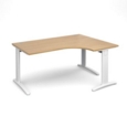 TR10 deluxe right hand ergonomic desk 1600mm - white frame and oak top