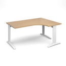 TR10 deluxe right hand ergonomic desk 1600mm - white frame and oak top