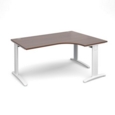 TR10 deluxe right hand ergonomic desk 1600mm - white frame and walnut top