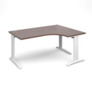 TR10 deluxe right hand ergonomic desk 1600mm - white frame and walnut top