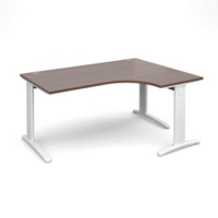 TR10 deluxe right hand ergonomic desk 1600mm - white frame and walnut top