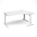 TR10 deluxe right hand ergonomic desk 1600mm - white frame and white top