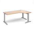 TR10 deluxe right hand ergonomic desk 1800mm - silver frame and beech top