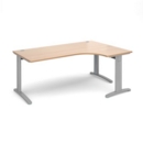 TR10 deluxe right hand ergonomic desk 1800mm - silver frame and beech top