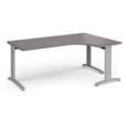 TR10 deluxe right hand ergonomic desk 1800mm - silver frame and grey oak top