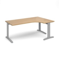 TR10 deluxe right hand ergonomic desk 1800mm - silver frame and oak top