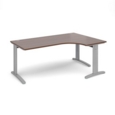 TR10 deluxe right hand ergonomic desk 1800mm - silver frame and walnut top