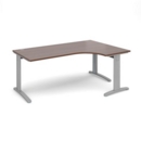 TR10 deluxe right hand ergonomic desk 1800mm - silver frame and walnut top