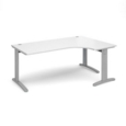 TR10 deluxe right hand ergonomic desk 1800mm - silver frame and white top