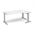 TR10 deluxe right hand ergonomic desk 1800mm - silver frame and white top