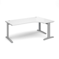 TR10 deluxe right hand ergonomic desk 1800mm - silver frame and white top
