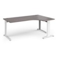 TR10 deluxe right hand ergonomic desk 1800mm - white frame and grey oak top