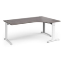 TR10 deluxe right hand ergonomic desk 1800mm - white frame and grey oak top