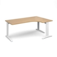 TR10 deluxe right hand ergonomic desk 1800mm - white frame and oak top