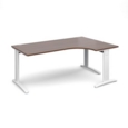 TR10 deluxe right hand ergonomic desk 1800mm - white frame and walnut top