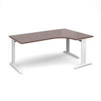 TR10 deluxe right hand ergonomic desk 1800mm - white frame and walnut top