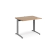 TR10 height settable straight desk 1000mm x 800mm - silver frame and beech top