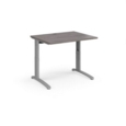 TR10 height settable straight desk 1000mm x 800mm - silver frame and grey oak top