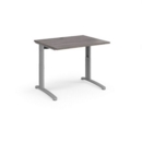 TR10 height settable straight desk 1000mm x 800mm - silver frame and grey oak top
