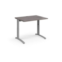 TR10 height settable straight desk 1000mm x 800mm - silver frame and grey oak top