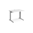 TR10 height settable straight desk 1000mm x 800mm - silver frame and white top