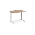 TR10 height settable straight desk 1000mm x 800mm - white frame and beech top