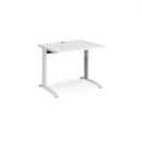 TR10 height settable straight desk 1000mm x 800mm - white frame and white top