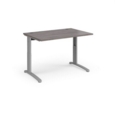 TR10 height settable straight desk 1200mm x 800mm - silver frame and grey oak top