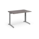 TR10 height settable straight desk 1200mm x 800mm - silver frame and grey oak top