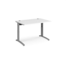 TR10 height settable straight desk 1200mm x 800mm - silver frame and white top